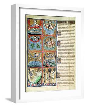 Ms 1 f.4v The Creation of the World, from the Souvigny Bible-French School-Framed Giclee Print