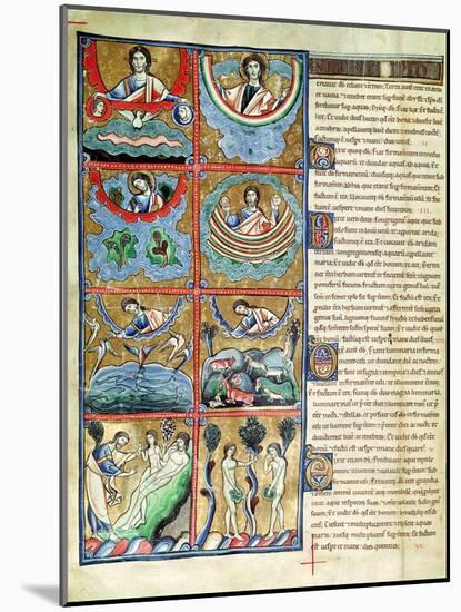Ms 1 f.4v The Creation of the World, from the Souvigny Bible-French School-Mounted Giclee Print