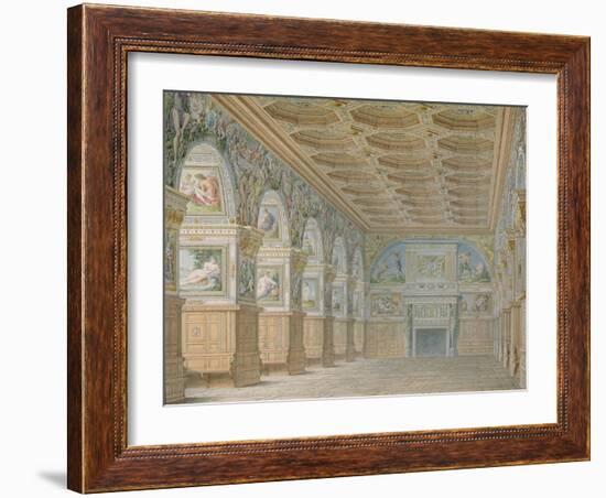 Ms 1014 the Ballroom at Fontainebleau, Plate from an Album-Charles Percier-Framed Giclee Print