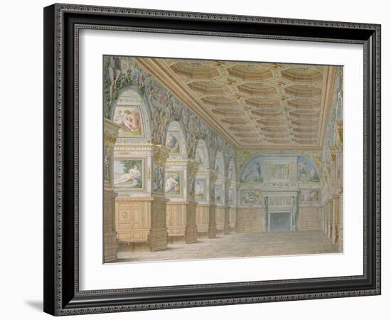 Ms 1014 the Ballroom at Fontainebleau, Plate from an Album-Charles Percier-Framed Giclee Print