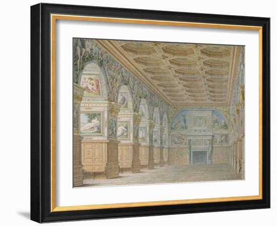 Ms 1014 the Ballroom at Fontainebleau, Plate from an Album-Charles Percier-Framed Giclee Print