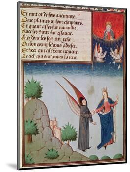 Ms 3045 Fol.94R Lady Philosophy Leads Boethius in Flight into the Sky on the Wings-French School-Mounted Premium Giclee Print