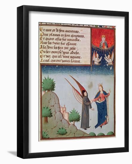 Ms 3045 Fol.94R Lady Philosophy Leads Boethius in Flight into the Sky on the Wings-French School-Framed Giclee Print