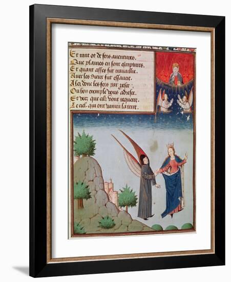 Ms 3045 Fol.94R Lady Philosophy Leads Boethius in Flight into the Sky on the Wings-French School-Framed Giclee Print