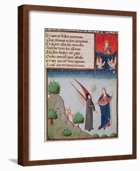 Ms 3045 Fol.94R Lady Philosophy Leads Boethius in Flight into the Sky on the Wings-French School-Framed Giclee Print