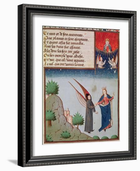 Ms 3045 Fol.94R Lady Philosophy Leads Boethius in Flight into the Sky on the Wings-French School-Framed Giclee Print