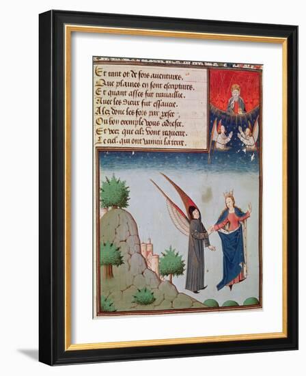 Ms 3045 Fol.94R Lady Philosophy Leads Boethius in Flight into the Sky on the Wings-French School-Framed Giclee Print