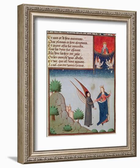 Ms 3045 Fol.94R Lady Philosophy Leads Boethius in Flight into the Sky on the Wings-French School-Framed Giclee Print