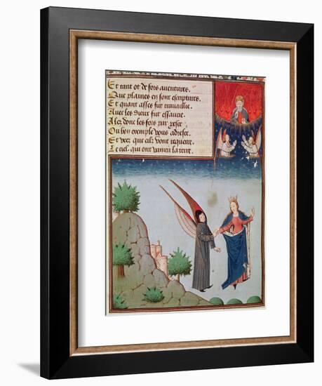 Ms 3045 Fol.94R Lady Philosophy Leads Boethius in Flight into the Sky on the Wings-French School-Framed Giclee Print