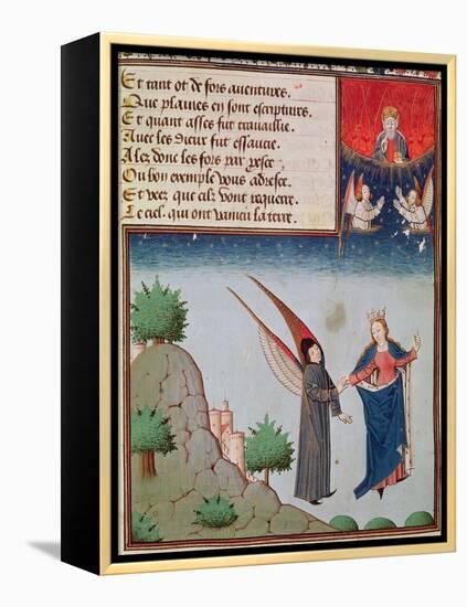 Ms 3045 Fol.94R Lady Philosophy Leads Boethius in Flight into the Sky on the Wings-French School-Framed Premier Image Canvas