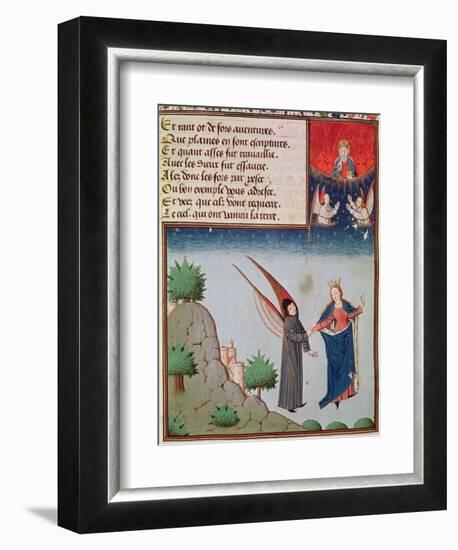 Ms 3045 Fol.94R Lady Philosophy Leads Boethius in Flight into the Sky on the Wings-French School-Framed Premium Giclee Print