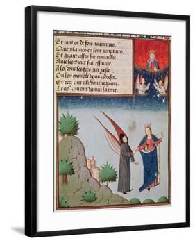 Ms 3045 Fol.94R Lady Philosophy Leads Boethius in Flight into the Sky on the Wings-French School-Framed Giclee Print