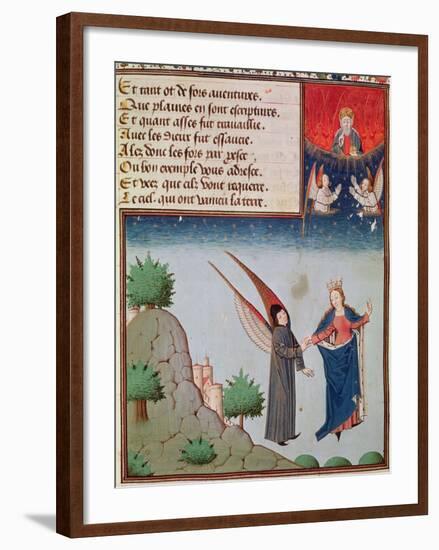 Ms 3045 Fol.94R Lady Philosophy Leads Boethius in Flight into the Sky on the Wings-French School-Framed Giclee Print