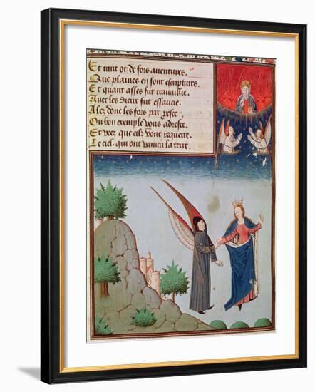 Ms 3045 Fol.94R Lady Philosophy Leads Boethius in Flight into the Sky on the Wings-French School-Framed Giclee Print