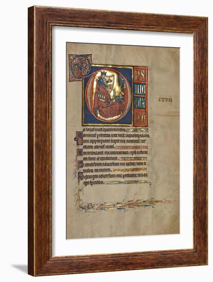 Ms 322 F.28R, Psalm 26, Initial D, David Harping before Saul, Illustration from the 'De Brailes…-William de Brailes-Framed Giclee Print