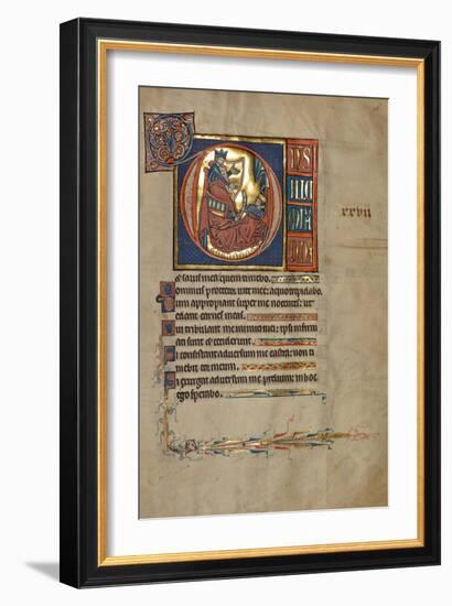 Ms 322 F.28R, Psalm 26, Initial D, David Harping before Saul, Illustration from the 'De Brailes…-William de Brailes-Framed Giclee Print