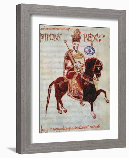 Ms 4 Equestrian Portrait of Pepin (C.773-810) King of Italy, 1023 (Vellum)-Italian-Framed Giclee Print
