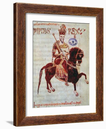 Ms 4 Equestrian Portrait of Pepin (C.773-810) King of Italy, 1023 (Vellum)-Italian-Framed Giclee Print