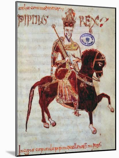 Ms 4 Equestrian Portrait of Pepin (C.773-810) King of Italy, 1023 (Vellum)-Italian-Mounted Giclee Print