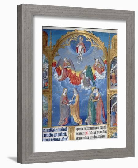 Ms 412 the Trinity Surrounded by Three Angels and Below Them Personifications of Mercy and Truth-Jean Fouquet-Framed Giclee Print