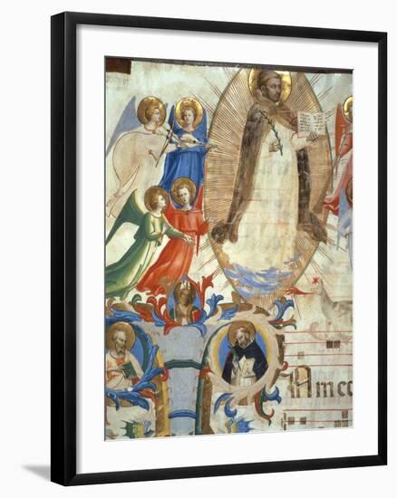 Ms 558 F.67V St. Dominic Surrounded by Musician Angels, Detail from a Missal, Early 1430S-Fra Angelico-Framed Giclee Print