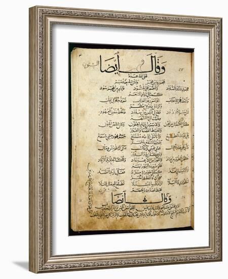 Ms.B86 Fol.55B Poem by Ibn Quzman (Copy of a 12th Century Original) (Ink on Paper)-Syrian-Framed Giclee Print