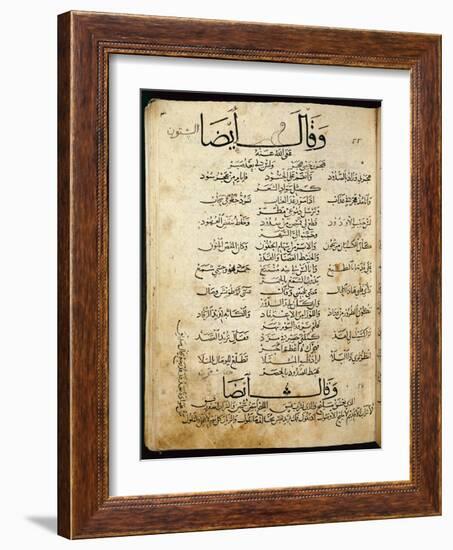 Ms.B86 Fol.55B Poem by Ibn Quzman (Copy of a 12th Century Original) (Ink on Paper)-Syrian-Framed Giclee Print