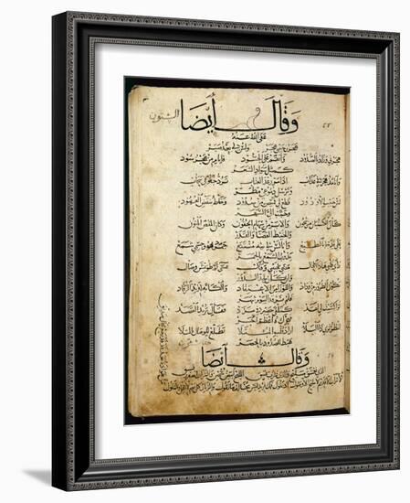 Ms.B86 Fol.55B Poem by Ibn Quzman (Copy of a 12th Century Original) (Ink on Paper)-Syrian-Framed Giclee Print