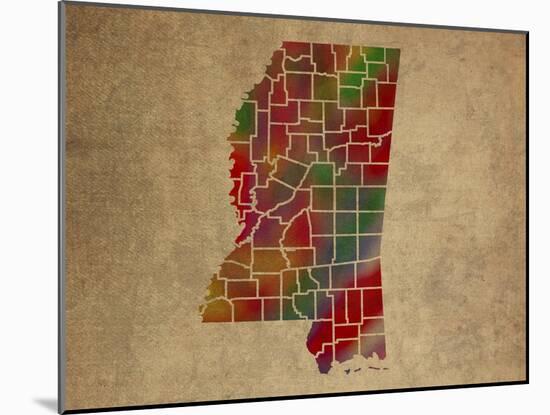 MS Colorful Counties-Red Atlas Designs-Mounted Giclee Print