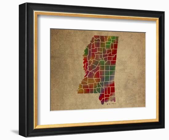 MS Colorful Counties-Red Atlas Designs-Framed Giclee Print