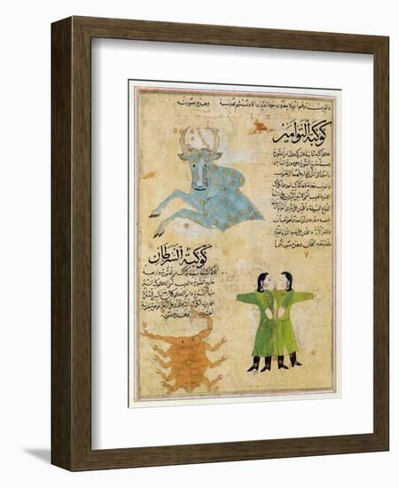 Ms E-7 Fol.23A the Constellations of the Bull, the Twins and the Crab-Islamic School-Framed Giclee Print