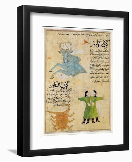 Ms E-7 Fol.23A the Constellations of the Bull, the Twins and the Crab-Islamic School-Framed Giclee Print