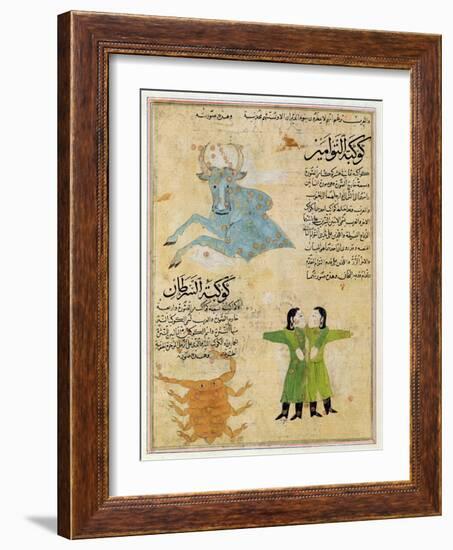 Ms E-7 Fol.23A the Constellations of the Bull, the Twins and the Crab-Islamic School-Framed Giclee Print