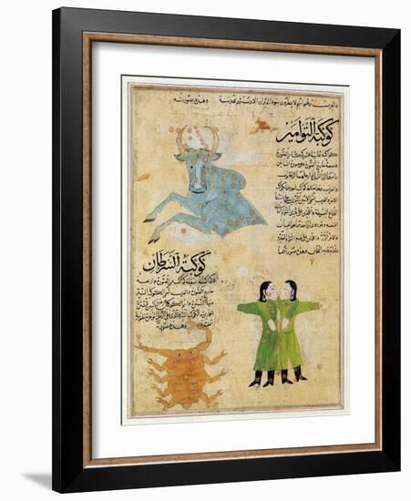 Ms E-7 Fol.23A the Constellations of the Bull, the Twins and the Crab-Islamic School-Framed Giclee Print