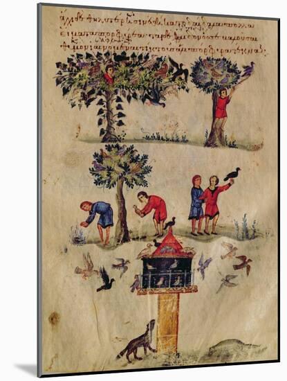 Ms Grec 479 Hunting for Birds, Illustration Probably from the Ixeutika by Oppian-Italian-Mounted Giclee Print