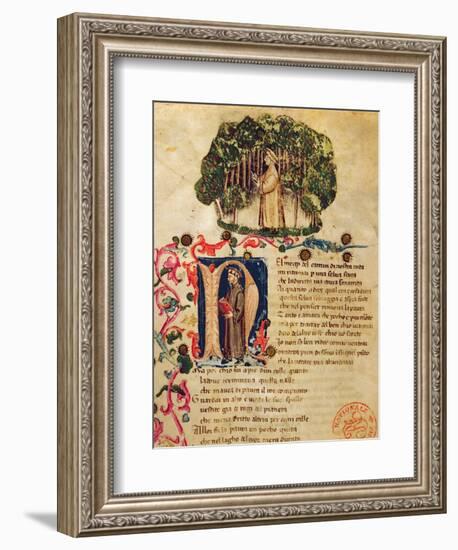 Ms It.474 Opening Scene of Dante's 'Divine Comedy' with the Figure of Dante in the Dark Wood-Italian-Framed Giclee Print