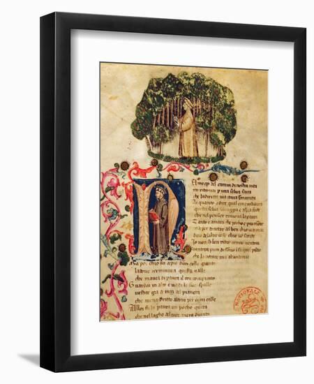 Ms It.474 Opening Scene of Dante's 'Divine Comedy' with the Figure of Dante in the Dark Wood-Italian-Framed Giclee Print