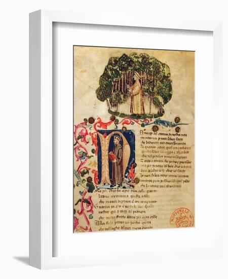 Ms It.474 Opening Scene of Dante's 'Divine Comedy' with the Figure of Dante in the Dark Wood-Italian-Framed Giclee Print