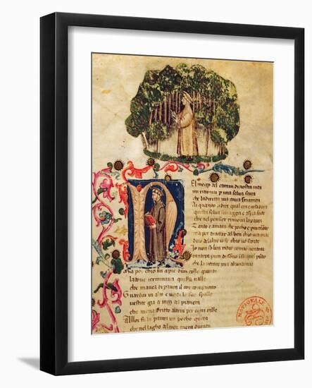 Ms It.474 Opening Scene of Dante's 'Divine Comedy' with the Figure of Dante in the Dark Wood-Italian-Framed Giclee Print