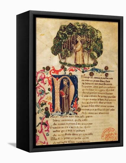 Ms It.474 Opening Scene of Dante's 'Divine Comedy' with the Figure of Dante in the Dark Wood-Italian-Framed Premier Image Canvas