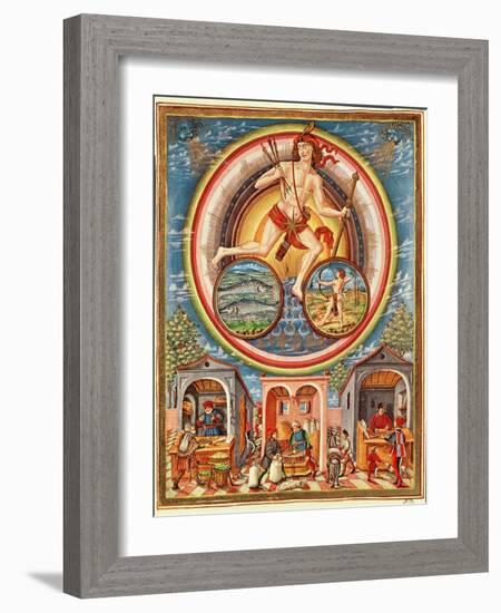 Ms Lat 209 Fol.6V Jupiter, from 'De Sphaera', C.1470 (Vellum) (For Detail See 125839)-Cristoforo de Predis-Framed Giclee Print