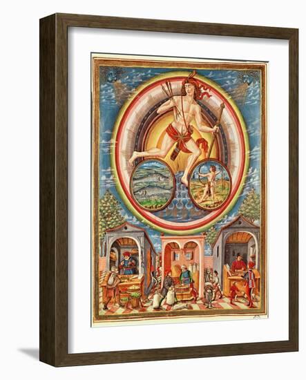 Ms Lat 209 Fol.6V Jupiter, from 'De Sphaera', C.1470 (Vellum) (For Detail See 125839)-Cristoforo de Predis-Framed Giclee Print