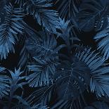 Exotic Tropical Vrctor Background with Hawaiian Plants and Flowers. Seamless Indigo Tropical Patter-Ms Moloko-Framed Art Print