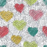 Hand Drawn Doodle Seamless Pattern of Hearts-Ms.Moloko-Art Print