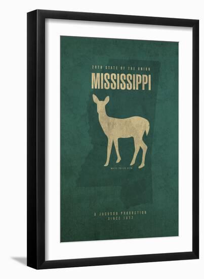 MS State Minimalist Posters-Red Atlas Designs-Framed Giclee Print