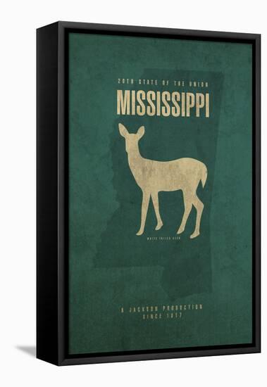 MS State Minimalist Posters-Red Atlas Designs-Framed Premier Image Canvas