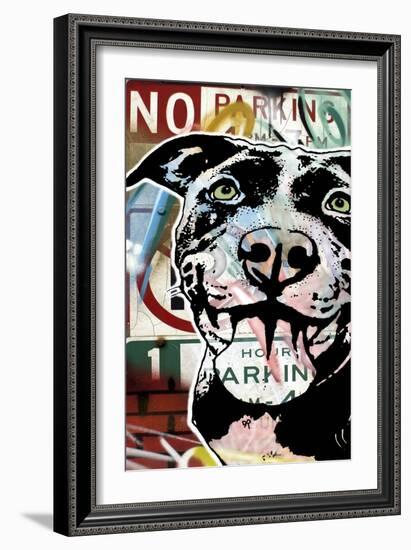 MS Understood NO PARKING, Road Signs, Dogs, Pets, Stencils, Happy, Panting, Tongue, Pop Art-Russo Dean-Framed Giclee Print