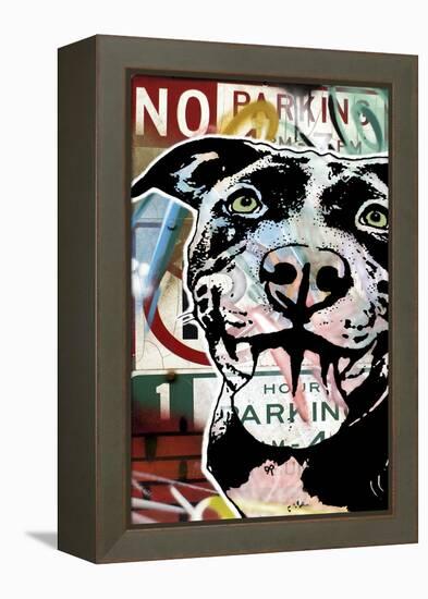 MS Understood NO PARKING, Road Signs, Dogs, Pets, Stencils, Happy, Panting, Tongue, Pop Art-Russo Dean-Framed Premier Image Canvas