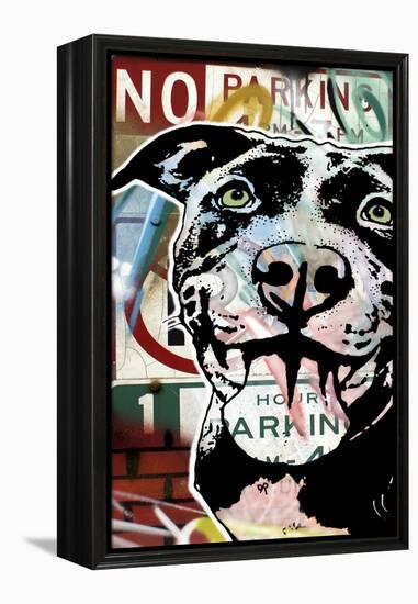 MS Understood NO PARKING, Road Signs, Dogs, Pets, Stencils, Happy, Panting, Tongue, Pop Art-Russo Dean-Framed Premier Image Canvas