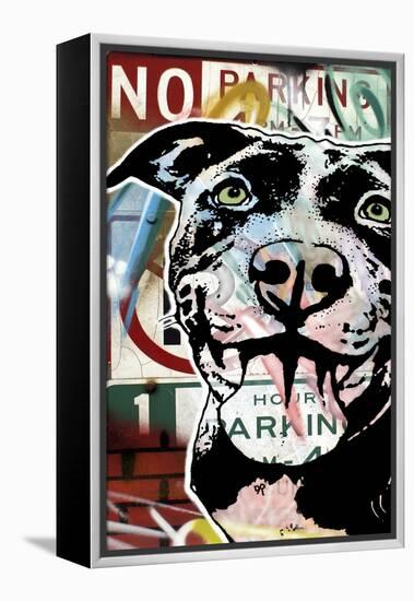 MS Understood NO PARKING, Road Signs, Dogs, Pets, Stencils, Happy, Panting, Tongue, Pop Art-Russo Dean-Framed Premier Image Canvas